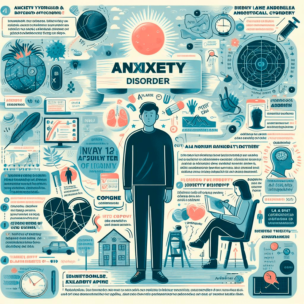 computer generated image with man and things indicating anxiety