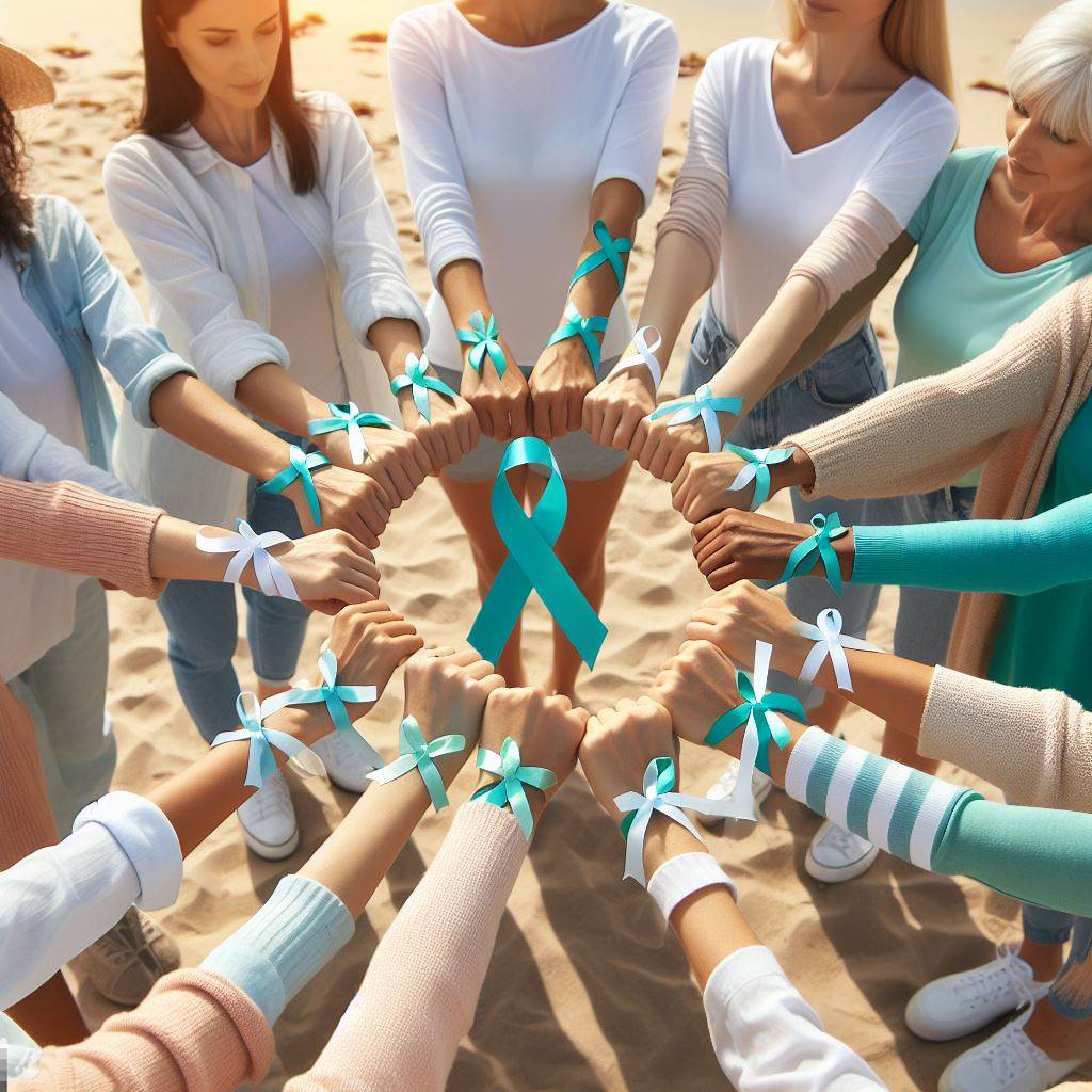 computer generated image of women forming a circle for cervical cancer awareness week