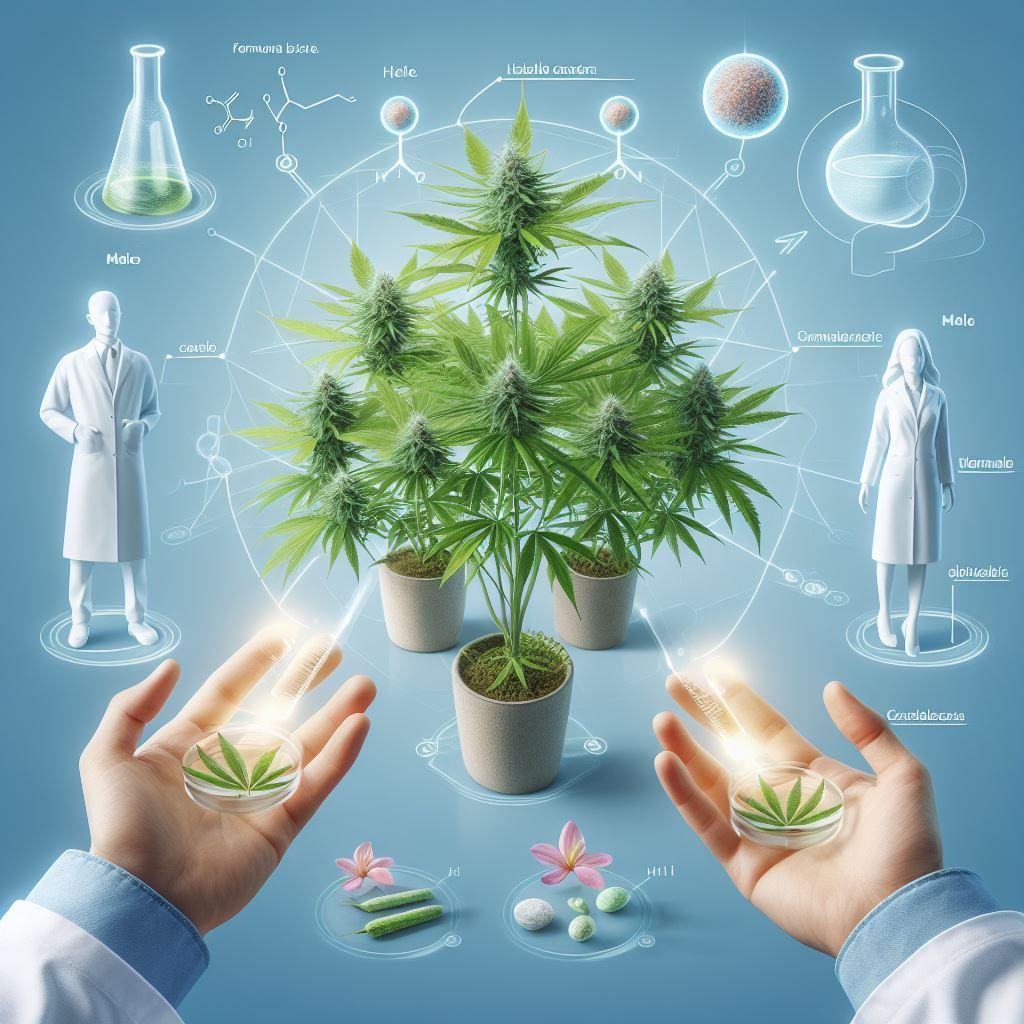 Ai image representing what is the difference between male and female cannabis plants